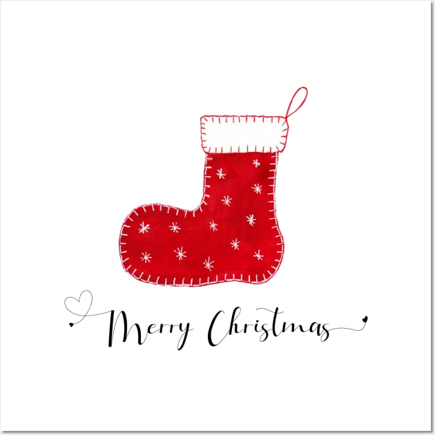 Red felt merry christmas Wall Art by Anines Atelier